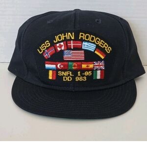 USS John Rodgers DD 983 Hat Snapback Embroidered Navy Blue Made is USA New